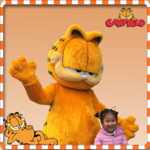 Garfield, Garfield inhuren, foto actie, Meet en greet, Meet & Greet, kinderentertainment, tv karakter inhuren, winkelcentrumpromotie, looppop inhuren, bekende kinderfiguren inhuren, boeken kinderentertainment, Foto-actie met Garfield