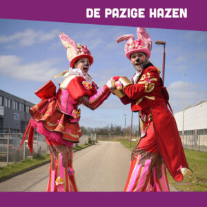 De Pazige hazen steltloopact, paasentertainment, De paashaas op bezoek, bezoek Paashaas, entertainment voor pasen, paashazen, entertainment pasen, rondlopende paashaas, winkelcentrumpromotie, promotie winkelcentrum, entertainmentbureau, paas entertainment, kinderentertainment